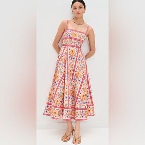 🌺 NWT Hill House Margot Midi Dress in Pink Floral Block Stripe